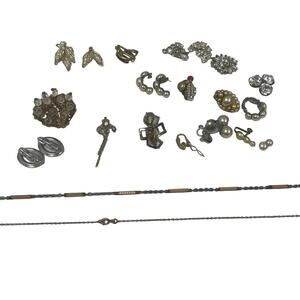 20+ Pc Broken Vintage Earrings Brooches Chains Jewelry Findings Craft Supply Lot